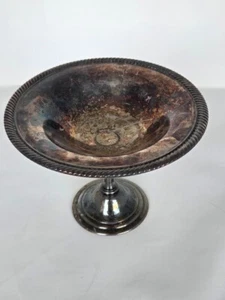 Mundial vintage. Plato de caramelo con pedestal Rogers plateado 5,5" T x 7,25" D - Imagen 1 de 5