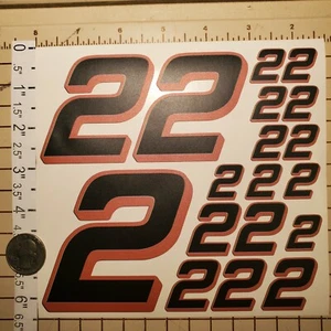 Matte Black-w/burnt orange #2's Racing Numbers Vinyl Decal Sheet 1/10-1/12 - Picture 1 of 11