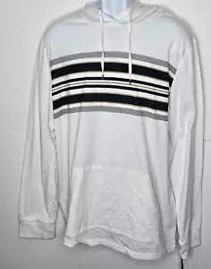 Urban Pipeline Mens White Striped Long Sleeve Hoodie Sweat Shirt Size L - Picture 1 of 5