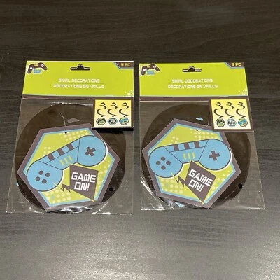 Controlador GAME ON Temático Fiesta de Cumpleaños 3 Piezas Remolinos Por Paquete Lote De 2 NUEVO Foto 1 de 4