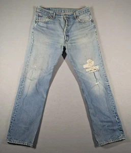 Vintage Levi's 501 Jeans Mens W36 L32 Blue Distressed Button Fly Made In USA - Picture 1 of 20