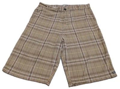 Pantalones Cortos Vans Para Hombres 34 Cuadros Bolsillos Chinos Informales Al Aire Libre Senderismo Monopatín Marrón Foto 1 de 4