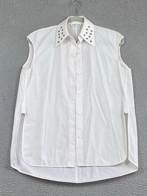 Womens Helmut Lang Size S Eyelet Cotton Poplin Shirt MSRP $320 Designer Coastal - Image 1 of 4