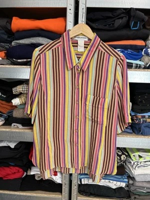 Vtg Sonia Rykiel Rainbow Heart Short Sleeve Blouse Button Up Shirt 100% Linen - Image 1 of 4