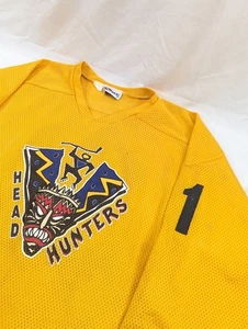 Vintage Minor League Head Hunters Kobe Hockey Trikot Herren Gr. XL gelb Mesh - Bild 1 von 8