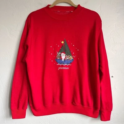 Sudadera roja navideña bordada vintage años 80 Cottagecore oso de peluche M/L Foto 1 de 3