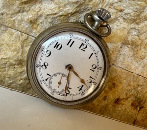 ANTIQUE TRAMWAY POCKET WATCH O.DUSONCHET CAIRO BIG SIZE RARE MODEL WHITE WORKING - Picture 1 of 19