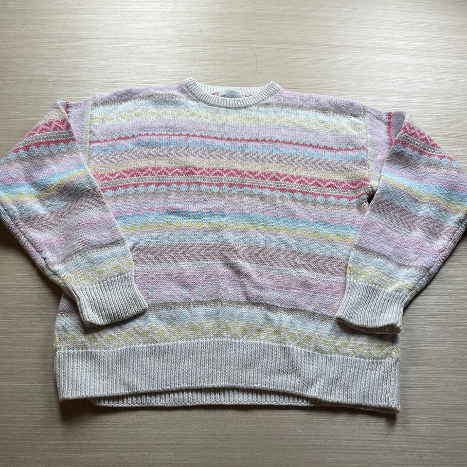 Suéter Lord & Taylor Vintage Fair Isle L Mujer Pastel Hada Kei Kawaii Años 90 Foto 1 de 4