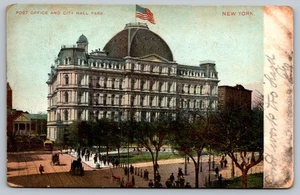 1907 Post Office & City Hall Park New York Vintage Postcard - Picture 1 of 2