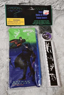 Kit de estudio/estuche de lápiz Batman Forever de colección sellado 1995 Batman y Robin Foto 1 de 4