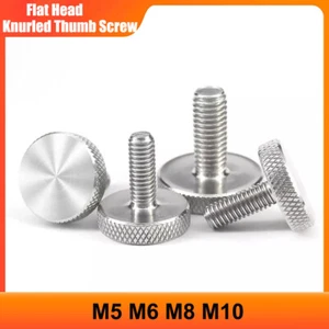 Knurled Thumb Screw M5 M6 M8 M10 Stainless Steel Flat Head Hand Grip Knob Bolts - Picture 1 of 11