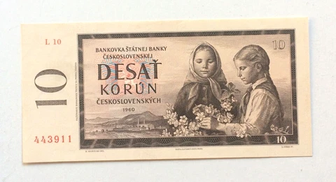 1960 CZECHOSLOVAKIA DESAT 10 KORUN UNCIRCULATED WORLD BANKNOTE (P16) Cover