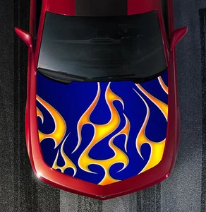 H40 FIRE FLAMES TRIBAL Hood Wrap Wraps Decal Sticker Tint Vinyl Image Graphic - Picture 1 of 4