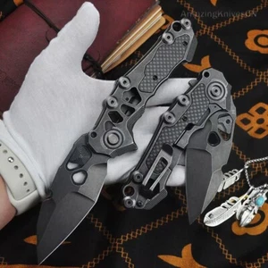 Cuchillo de bolsillo táctico de acero D2 caza supervivencia aleta fibra de ca... - Imagen 1 de 18