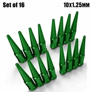 Green Long Steel Spike Lug Nuts 10x1.25 ATV Fits Can-Am Yamaha Honda Suzuki Kawi - Bild 1 von 9