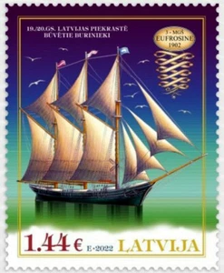 Letonia 2022 barcos letones - velero de tres mástiles Eufrosine MNH - Imagen 1 de 1