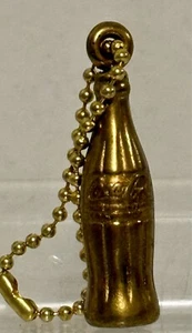 Vintage Mini Coca Cola Coke Bottle Key Chain Metal 1 3/4" Tall Gold Toned - Picture 1 of 2