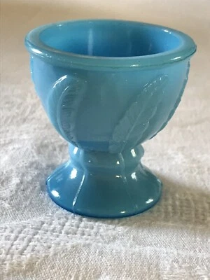 Coquetier en opaline bleue Avec Plumes - Photo 1/4