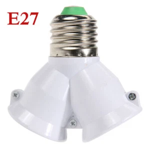 2 in 1 E27 Lamp Socket Splitter Adapter Light Double Y Bulb Base Stand Holder - Picture 1 of 11