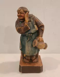 Vecchia SCULTURA vintage in LEGNO della VAL GARDENA (AN?), SCOLPITA, FRATE - Foto 1 di 6