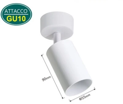 Faretto Orientabile Da Soffitto Parete Applique Portafaretto Attacco Gu10 Bianco - Immagine 1 di 3