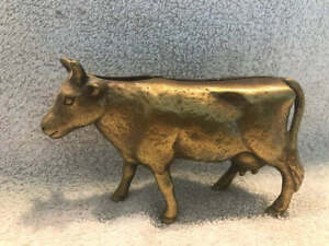 Antique Heavy Brass Cow Bank  #1061