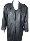 Silverleaf Black Leather Trench Coat Full Length Jacket Light Weight Size Small