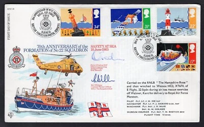 GB 1985 FDC Cover. Military Navy Helicopter 22nd Squadron. Safety at Sea - Image 1 of 2