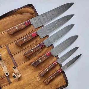 6Pcs CUSTOM MADE DAMASCUS Steel  CHEF/KITCHEN KNIVES SET With Roll Bag 1070 - Picture 1 of 4