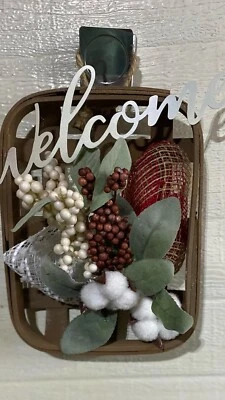 Wooden Tobacco Basket Farmhouse Cabin Country Wall Decor 6 1/2X8 1/2 - Image 1 of 2