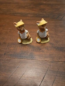 2 Vtg Taiwan Style Miniature Mice Ceramic Figurine Tennis 2 inch doll - Picture 1 of 5