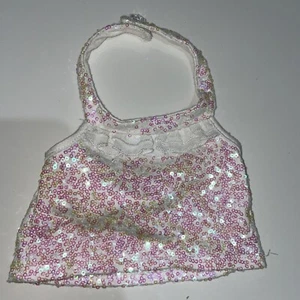 Build A Bear White Sparkly Sequin Party Top - Picture 1 of 3