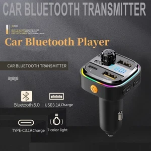 Auto Ladegerät Adapter Auto PD USB Wireless Bluetooth LED FM Transmitter MP3 Player - Bild 1 von 15