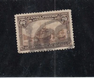 CANADA (MK4242) # 103 VF-USED 20cts CARTIER'S ARRIVAL/ "R" CANCEL CAT VALUE $300 - Bild 1 von 1