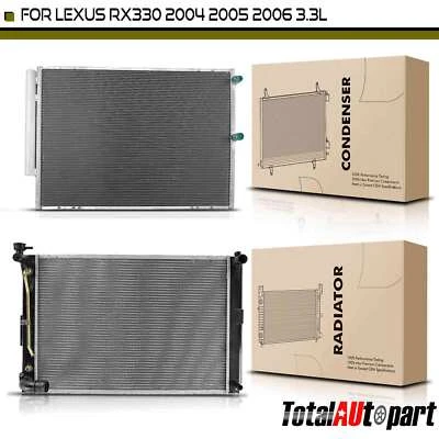 2Pcs Aluminum Radiator & AC Condenser Cooling Kit for Lexus RX330 2004-2006 3.3L - Image 1 of 4