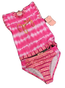 Girls Juicy Couture Kids Pink Tie Dye Sequin 2 Piece Swim Suit Size 10 NEW NWT - Picture 1 of 11