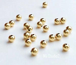 50pcs 4mm 14k gold filled Round seamless bead spacer small shiny plain  S04g - Picture 1 of 1