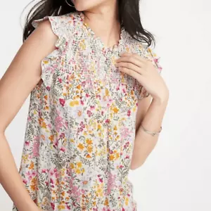 Top sin mangas Old Navy floral canesú con volantes M - Imagen 1 de 10