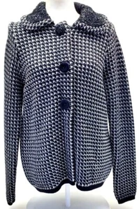 TWINSET Simona Barbieri M Coat Jacket Wool Black White Checkered Sequenced BNWT - Picture 1 of 8
