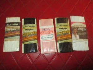 LOT Of 5 ASSORTED COLORS Cotton/Polyester 1/4" BIAS & CORDED PIPPING - #C8 - Picture 1 of 2