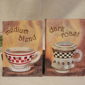 Azulejos/placas de pared de café de resina 3D vintage 2 en total por el artista Bush 6,5 x 4,4  - Imagen 1 de 6