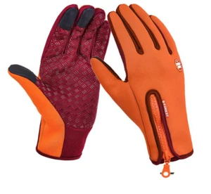 Waterproof Warm Winter Touchscreen Zipper Gloves Fast Shipping - Orange - Imagen 1 de 7