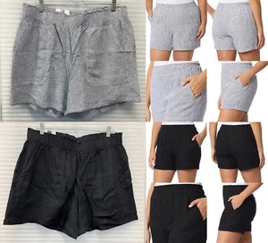 Briggs Damen Leinenmischung Shorts zum Überziehen Komfortbund | Neu mit Etikett | Größe XL - Bild 1 von 38