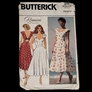 VINTAGE! 3848 Butterick Rimini Sz 12-14-16 Sewing Pattern Misses 1980s Dress - Picture 1 of 5