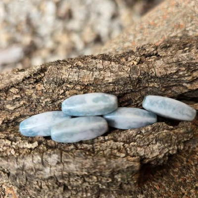 5 Vintage Austrian Picasso Glass Beads | Misty Blue Glacier White Marbled 18mm - Image 1 of 4