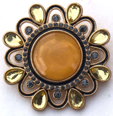 Broche/Pin de cuentas de oro amarillo y gris firmado por Lia Sophia Foto 1 de 3