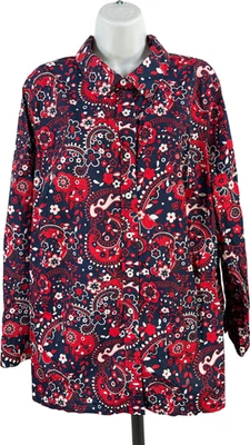 Camisa con botones Talbots para mujer roja/azul manga larga - Plus 2X Foto 1 de 4