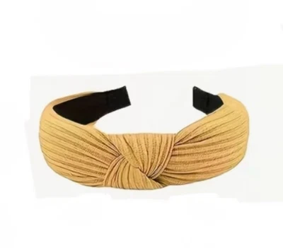 Diadema de tela con nudo superior amarillo festival bohemio accesorio para el cabello Foto 1 de 4