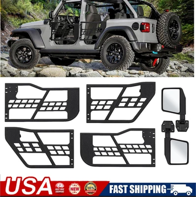 2 pc Tubular Tube Doors With 2 Rear Mirror for 2007-2018 Jeep Wrangler JK 2 Door Foto 1 de 4
