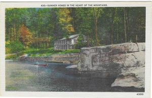 Vintage Scenic Linen Postcard Summer Homes In The Heart Of The Mountains - Picture 1 of 2